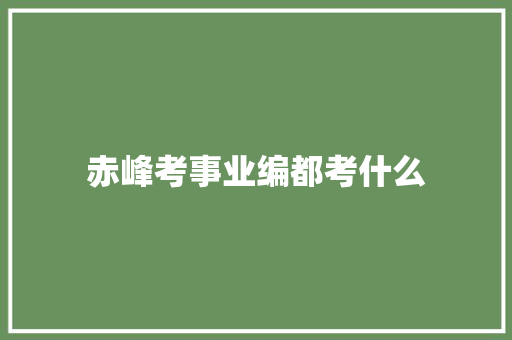 赤峰考事业编都考什么 未命名