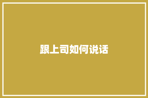 跟上司如何说话