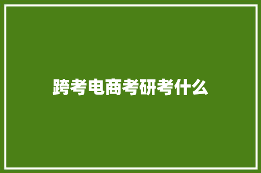 跨考电商考研考什么 未命名