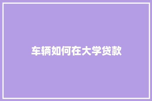 车辆如何在大学贷款