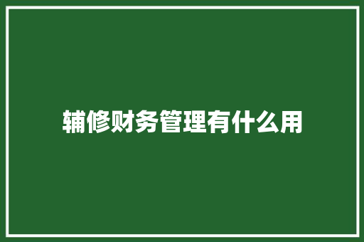 辅修财务管理有什么用