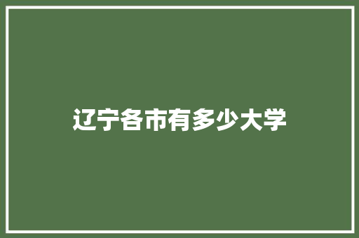 辽宁各市有多少大学