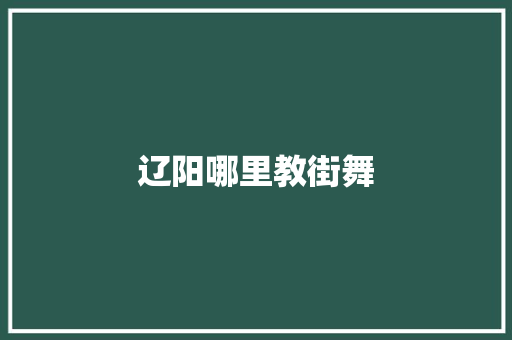 辽阳哪里教街舞