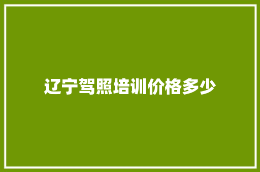 辽宁驾照培训价格多少 未命名