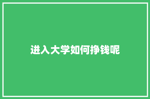 进入大学如何挣钱呢