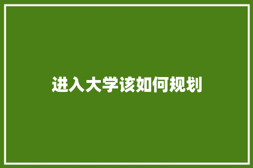 进入大学该如何规划