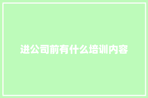 进公司前有什么培训内容 未命名