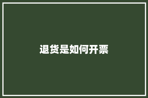 退货是如何开票