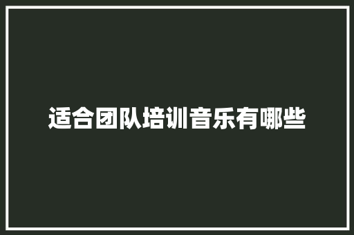 适合团队培训音乐有哪些 未命名