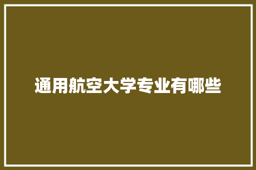 通用航空大学专业有哪些 未命名