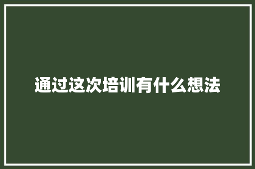 通过这次培训有什么想法 未命名