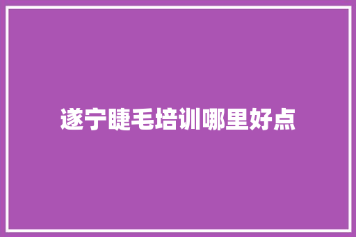 遂宁睫毛培训哪里好点