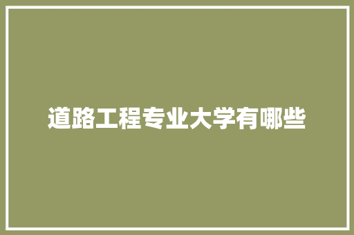 道路工程专业大学有哪些