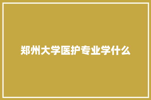 郑州大学医护专业学什么