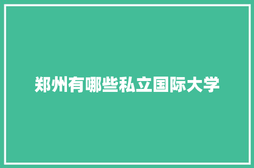 郑州有哪些私立国际大学 未命名