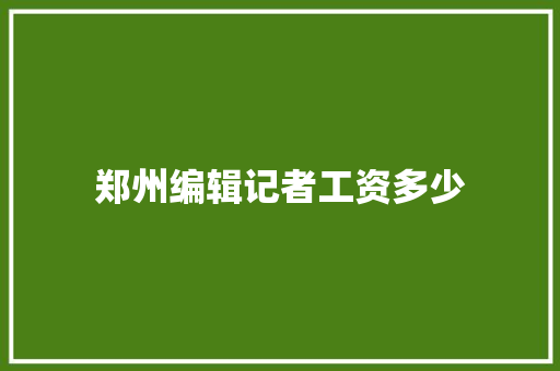 郑州编辑记者工资多少 未命名