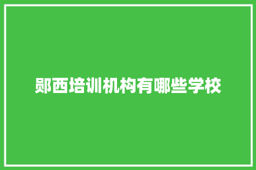 郧西培训机构有哪些学校