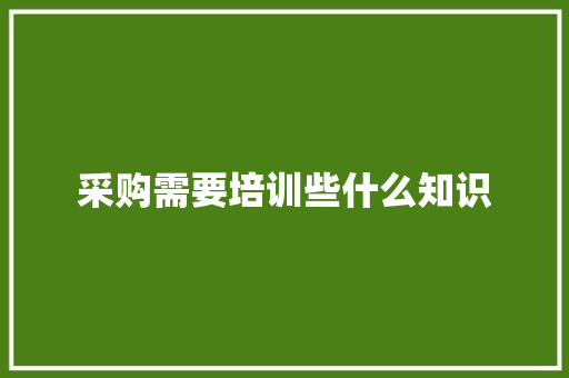 采购需要培训些什么知识