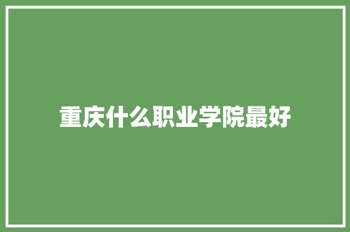 重庆什么职业学院最好 未命名