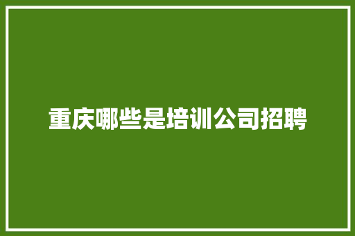 重庆哪些是培训公司招聘