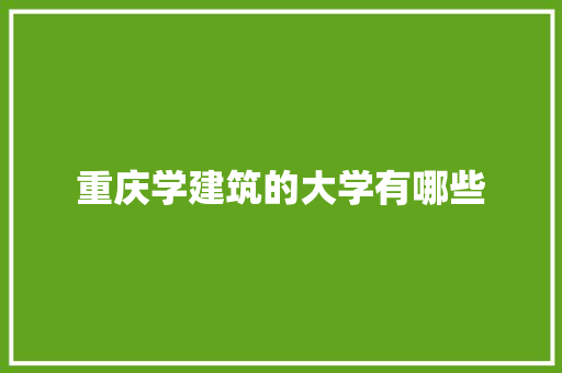 重庆学建筑的大学有哪些