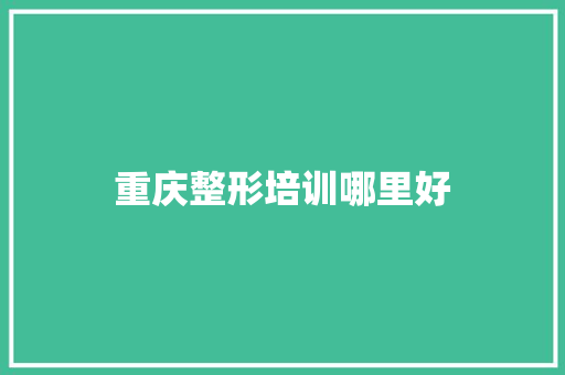 重庆整形培训哪里好 未命名