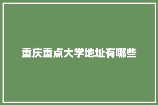 重庆重点大学地址有哪些