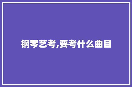 钢琴艺考,要考什么曲目