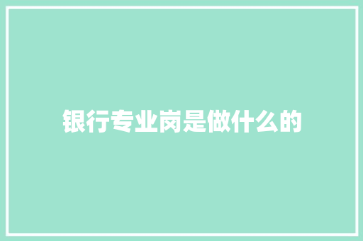 银行专业岗是做什么的 未命名