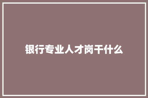 银行专业人才岗干什么