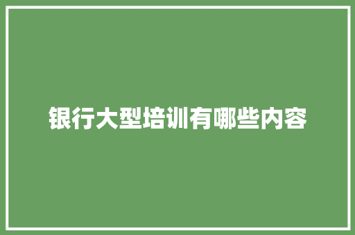 银行大型培训有哪些内容