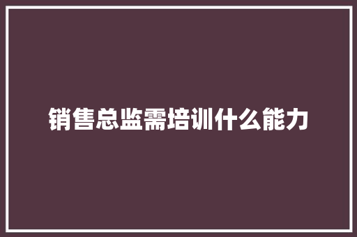 销售总监需培训什么能力 未命名