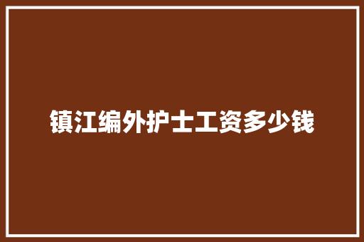 镇江编外护士工资多少钱