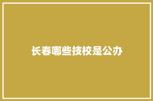 长春哪些技校是公办 未命名