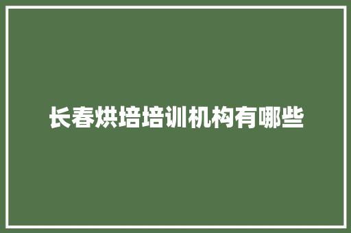 长春烘培培训机构有哪些