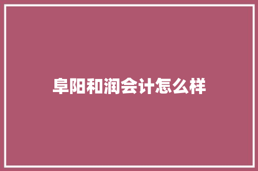 阜阳和润会计怎么样 未命名