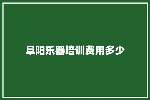 阜阳乐器培训费用多少