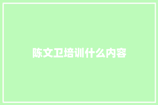 陈文卫培训什么内容 未命名