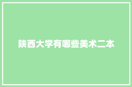 陕西大学有哪些美术二本 未命名