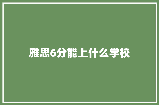 雅思6分能上什么学校