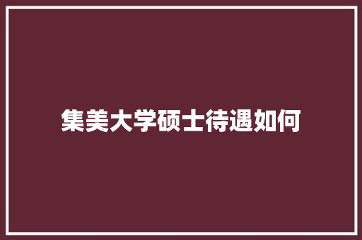 集美大学硕士待遇如何