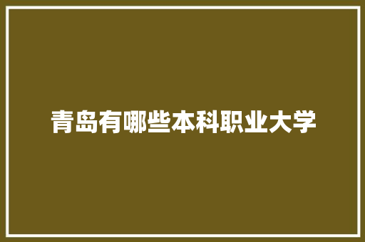 青岛有哪些本科职业大学 未命名