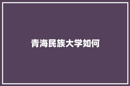 青海民族大学如何