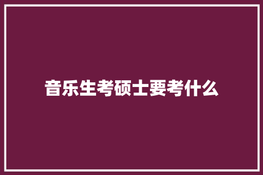 音乐生考硕士要考什么