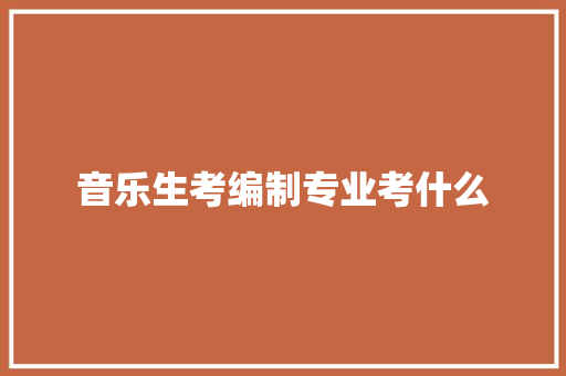 音乐生考编制专业考什么