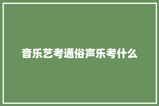 音乐艺考通俗声乐考什么 未命名