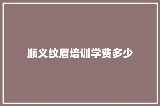 顺义纹眉培训学费多少 未命名