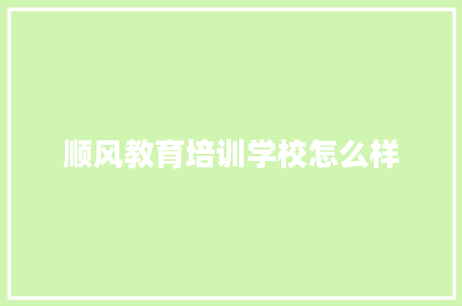 顺风教育培训学校怎么样