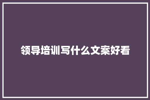 领导培训写什么文案好看 未命名