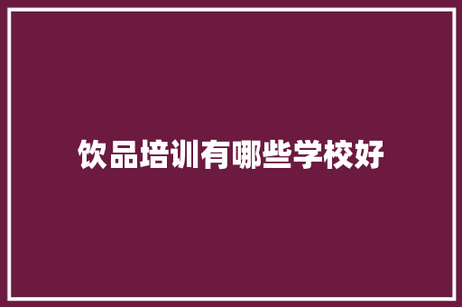 饮品培训有哪些学校好